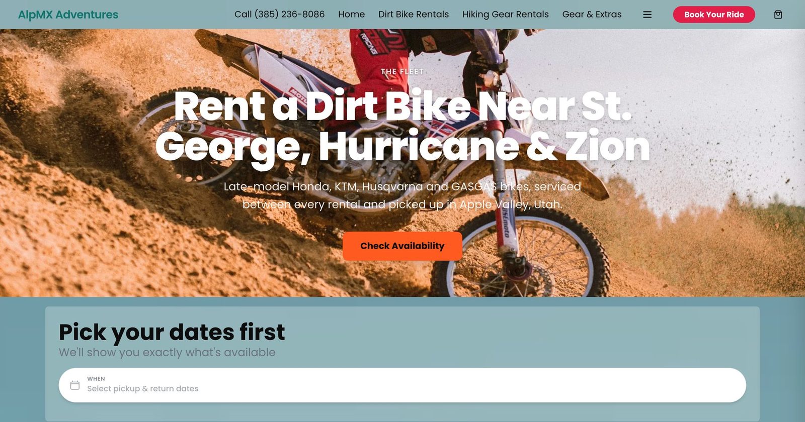 AlpMX Adventures rental website built with Renta